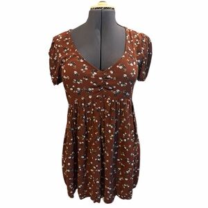 BP Floral Brown Short Sleeve Dress